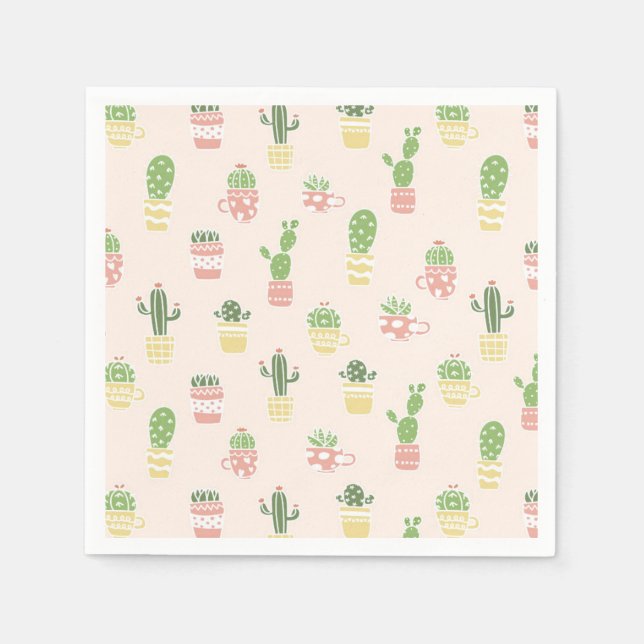 Guardanapo De Papel Padrão de Cactus Cute (Frente)
