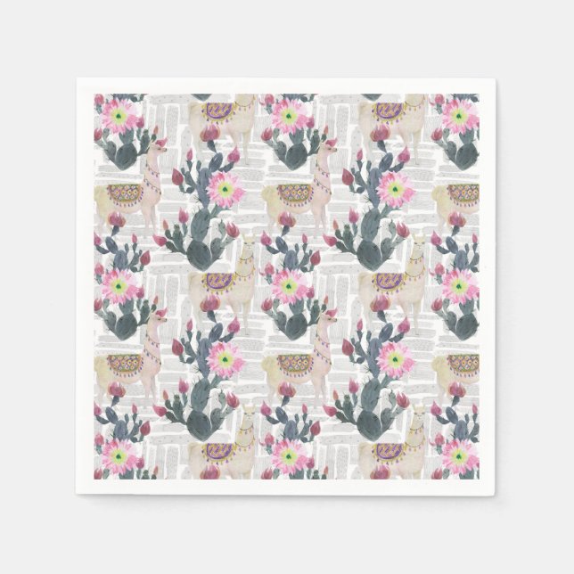 Guardanapo De Papel Padrão de Cactus de Aquarela (Frente)