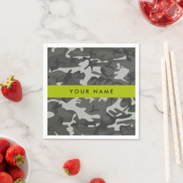 Guardanapo De Papel Padrão de Camuflagem Cinza, Seu nome, Personalizar