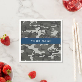 Guardanapo De Papel Padrão de Camuflagem Cinza, Seu nome, Personalizar