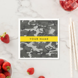 Guardanapo De Papel Padrão de Camuflagem Cinza, Seu nome, Personalize