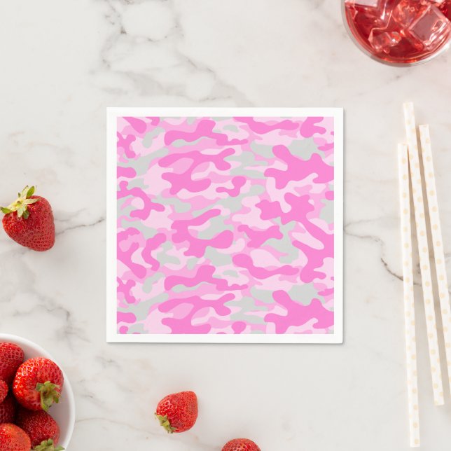 Guardanapo De Papel Padrão de Camuflagem Rosa  (Insitu)