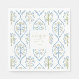 Guardanapo De Papel Padrão de casamento floral azul e verde sob medida