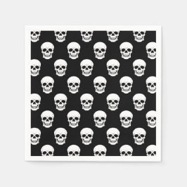 Guardanapo De Papel Padrão de Caveira Branca em Preto no Halloween Ass