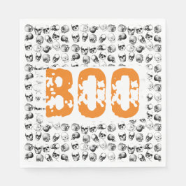 Guardanapo De Papel Padrão de Caveira de Bolinho Laranja Halloween Spo