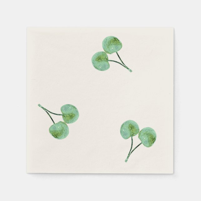 Guardanapo De Papel Padrão de Cereja Verde (Frente)
