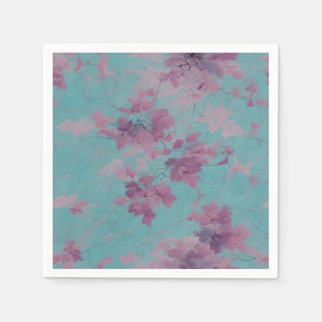 Guardanapo De Papel Padrão de Chinoiserie roxa e azul (Frente)