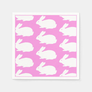 Guardanapo De Papel Padrão De Coelhinho Branco A Rosa