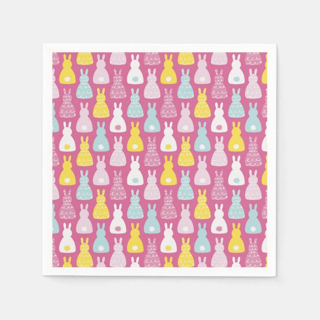 Guardanapo De Papel Padrão de Coelho da Páscoa (Frente)