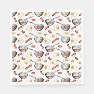 Guardanapo De Papel Padrão de Comida de Bacon e Ovos no Café da Água