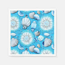 Padrão de conchas do oceano azul