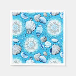Guardanapo De Papel Padrão de conchas do oceano azul