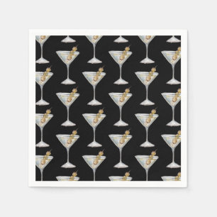 Guardanapo De Papel Padrão de Coquetel de Quarantini Martini Preto