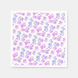 Guardanapo De Papel Padrão de Coração Ligado Rosa Roxo Azul Sobre Bran