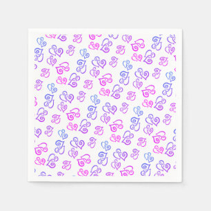 Guardanapo De Papel Padrão de Coração Rosa Roxo Azul Ligado Sobre Bran