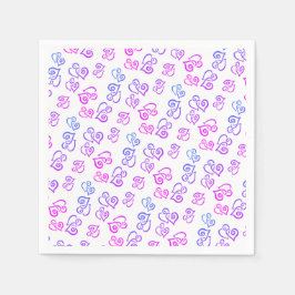 Guardanapo De Papel Padrão de coração rosa, roxo e azul ligados sobre 