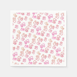 Guardanapo De Papel Padrão de Corações Laranja e Rosa Ligados Sobre Br
