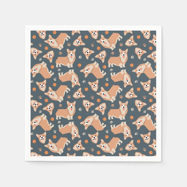 Guardanapo De Papel Padrão de Corgi Cute (Frente)