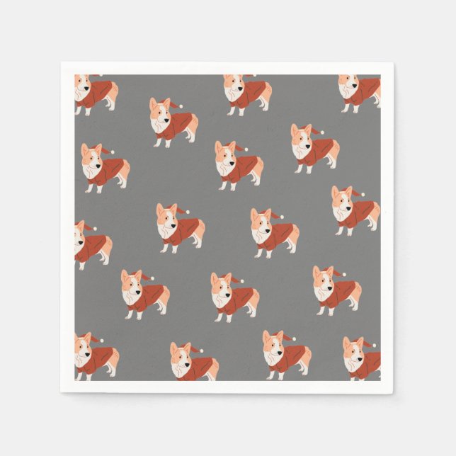 Guardanapo De Papel Padrão de Corgi de Natal Bonito (Frente)