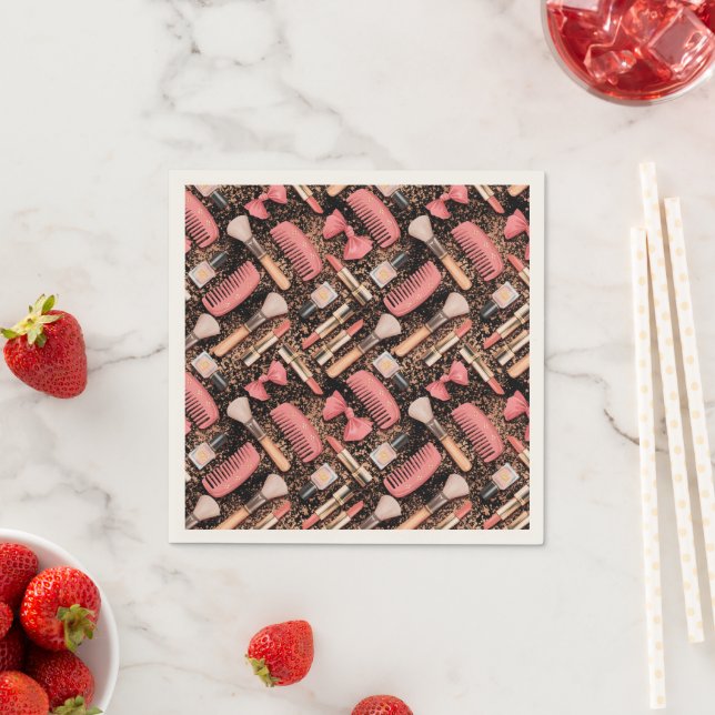 Guardanapo De Papel Padrão de Cosméticos Rosa Brilho  (Insitu)