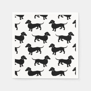 Guardanapo De Papel Padrão de Dachshund Preto Fofo