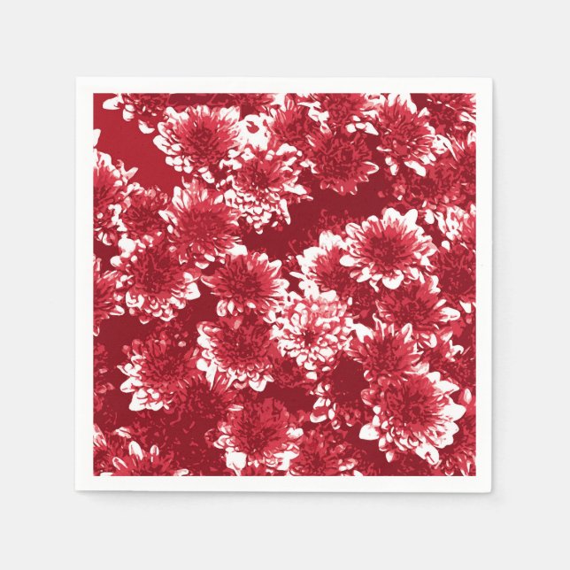 Guardanapo De Papel Padrão de Dahlia Gráfico Moderno, Vermelho Escuro  (Frente)