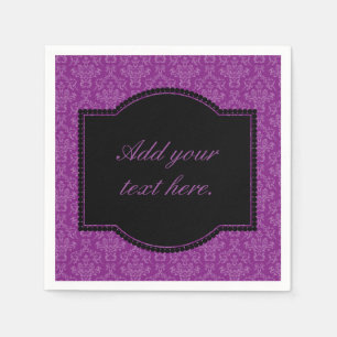 Guardanapo De Papel Padrão de damasco roxo vintage com texto personali