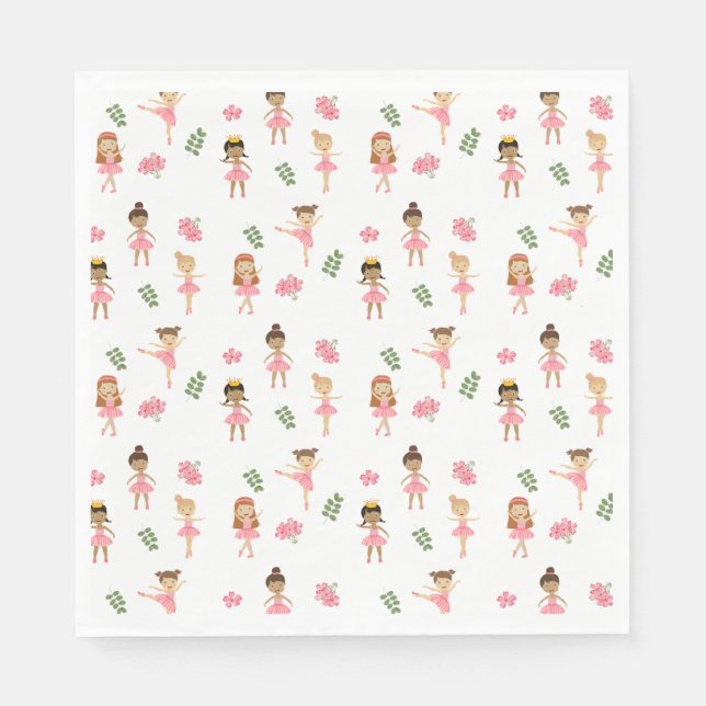 Guardanapo De Papel Padrão de dança de Ballerinas Rosa-balé (Frente)