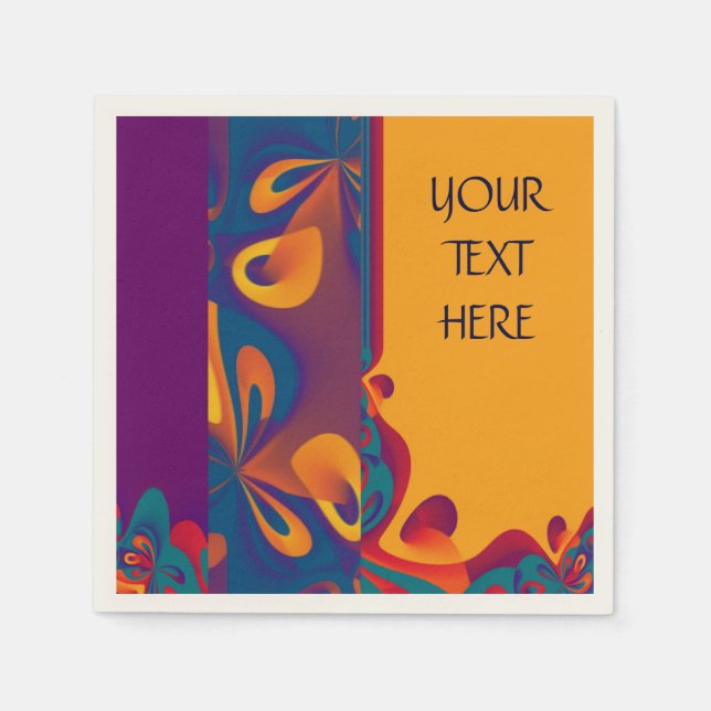 Guardanapo De Papel Padrão de Design gráfico - laranja violeta + texto (Frente)