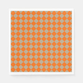 Guardanapo De Papel Padrão de diamante de xadrez Taupe laranja