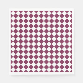 Guardanapo De Papel Padrão de Diamante em Xadrez Branco e Borgonha
