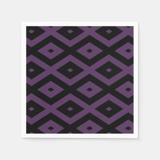 Guardanapo De Papel Padrão de diamante roxo e preto escuro (Frente)