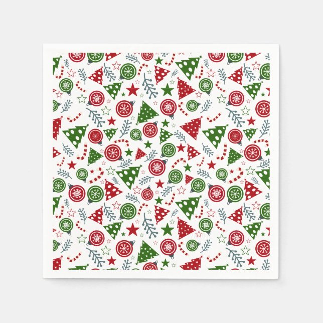 Guardanapo De Papel Padrão de Elementos de Natal (Frente)