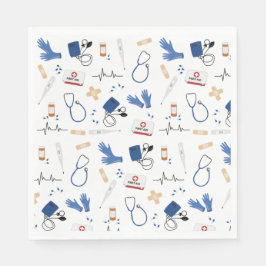 Guardanapo De Papel Padrão de Enfermeiro Médico Moderno