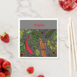 Guardanapo De Papel Padrão de Especiarias nome personalizado cinza bra