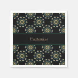 Guardanapo De Papel Padrão de Estilo Asiático Dourado e Verde