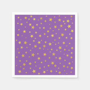 Guardanapo De Papel Padrão de estrela pequeno aleatório Roxo e Dour
