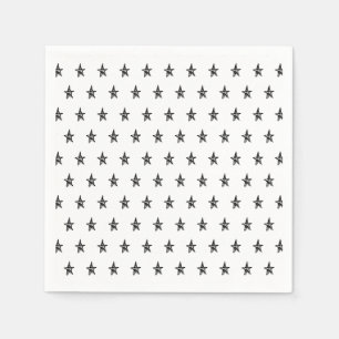 Guardanapo De Papel Padrão de estrela simples desenhado à mão branco f