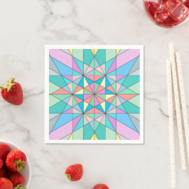 Guardanapo De Papel Padrão de Estrela Triangular Mosaico Pastel Retro