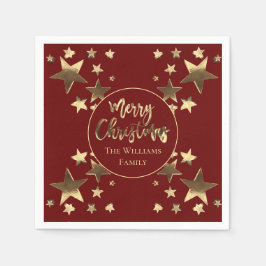 Guardanapo De Papel Padrão de Estrela Vermelha Dourada Elegante Feliz 