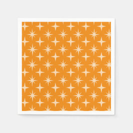 Guardanapo De Papel Padrão de Estrelas Atômicas Retroativas em Laranja
