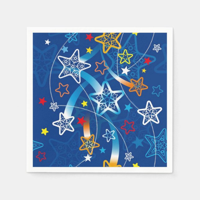 Guardanapo De Papel Padrão de Estrelas de Tiro Azul Napkins (Frente)