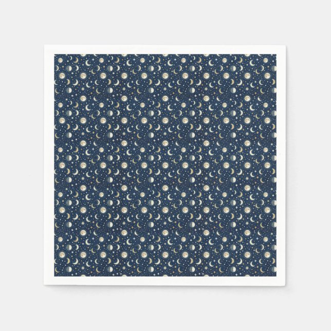 Guardanapo De Papel Padrão de Estrelas e Lua (Frente)