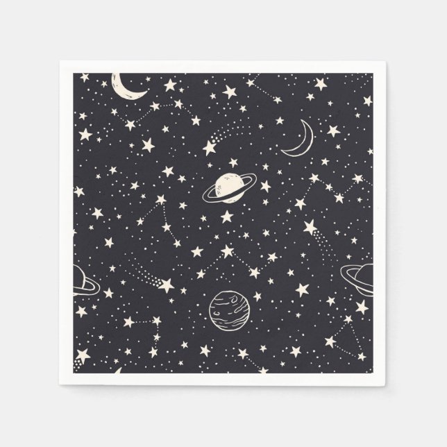 Guardanapo De Papel Padrão de estrelas e planetas (Frente)
