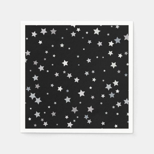 Guardanapo De Papel Padrão de Estrelas Prateadas Cujas | Qualquer cor  (Frente)