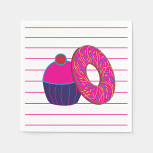 Guardanapo De Papel Padrão de faixa cor-de-rosa do Cupcake rosquinha