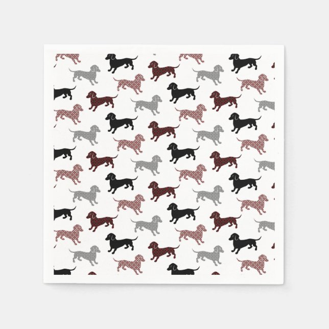 Guardanapo De Papel Padrão de Feriado do Damask Dachshances (Frente)