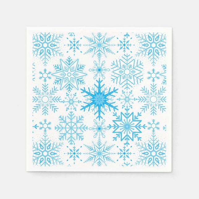 Guardanapo De Papel Padrão de flocos de neve azul (Frente)