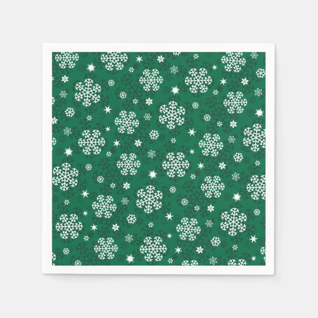 Guardanapo De Papel Padrão de flocos de neve no Cádmio Verde Napkins (Frente)