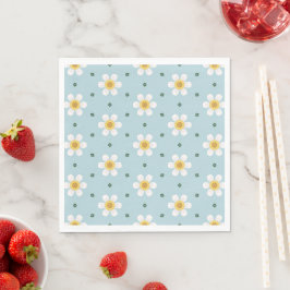 Guardanapo De Papel Padrão de Flor de Margarida Fofa em Fundo Azul Sua